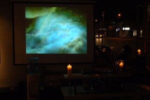 A shot of the video created for the opening by Craig Breckenridge and Stacy Sakai.
