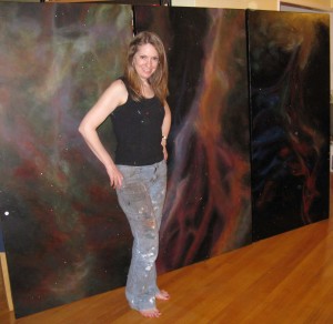 Stacy with Veil Nebula paintings